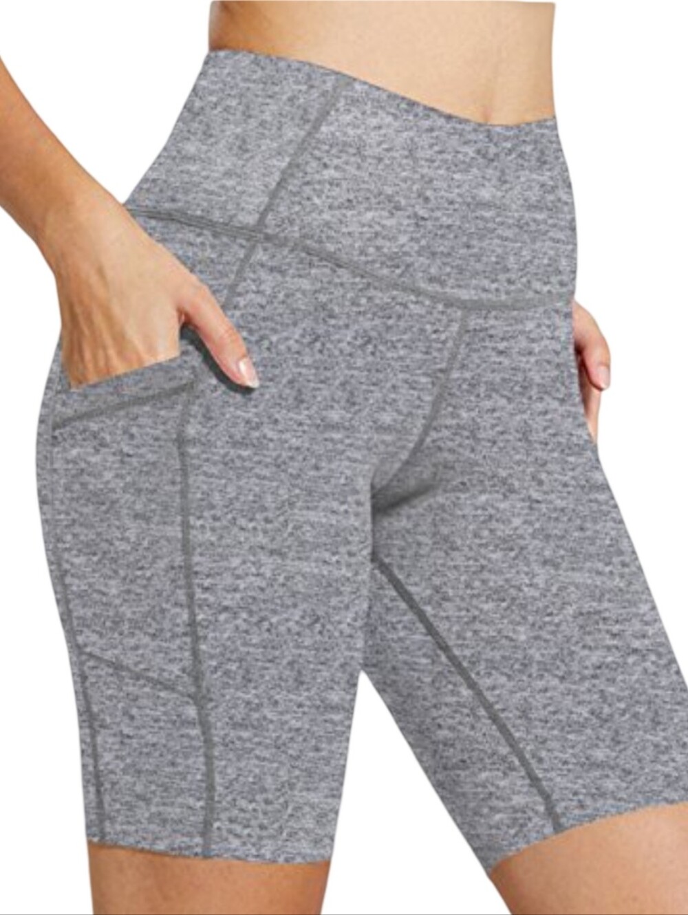 ⚡Bike Shorts - High-Waist Pocket - Gray - 10.5" Inseam Size XS